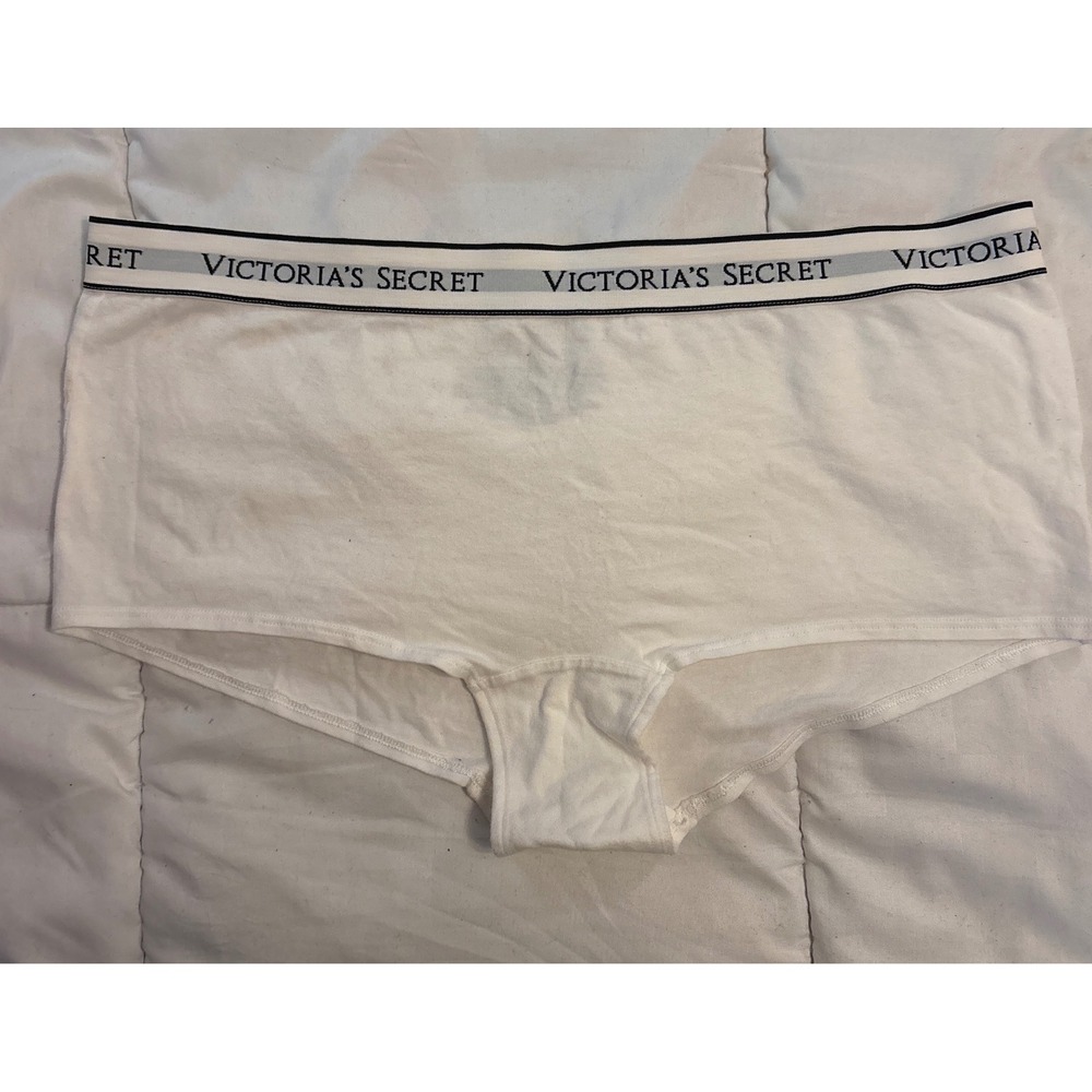 NEW Victoria's Secret White Cotton Blend‎ Shortie Panties Underwear, Size XL